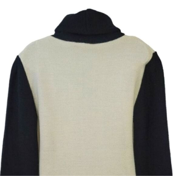 Vintage 60s Christian Dior London Colorblock Turtleneck Sweater in Cream/Black - Picture 9 of 13